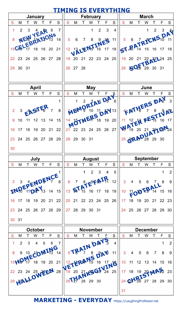 calendar of yearly events